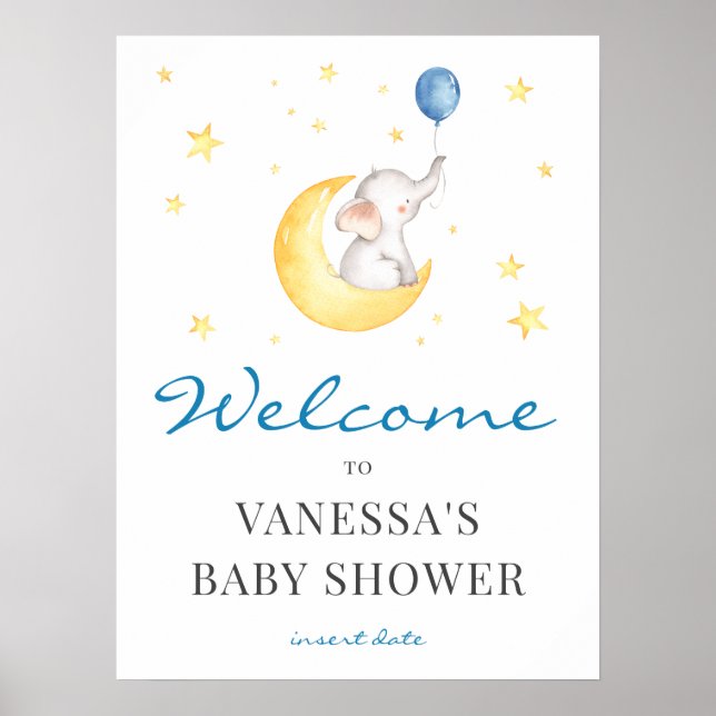 Elephant Baby Shower Welcome Sign (Front)