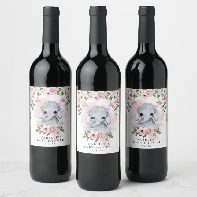 Elephant Baby Shower Wine Label (Bottles)
