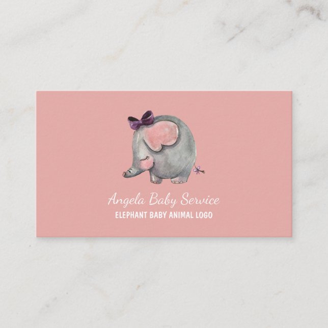 Elephant Baby sitter Daycare Preschool Teacher Business Card (Front)