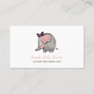 Elephant Baby sitter Pink Daycare Nursery Business Card