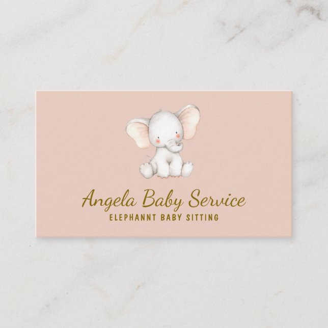 Elephant Baby sitting service Business Card (Front)