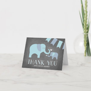 Elephant Baby   Thank You Card   Blue