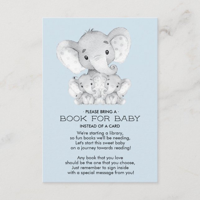 Elephant Baby Twins Shower Book for Baby Card (Front)