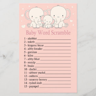 Elephant Baby word scramble game