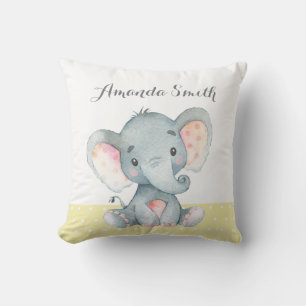 Elephant Baby Yellow and Grey Cushion