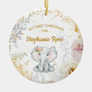 Elephant Baby's First Christmas Ceramic Tree Decoration