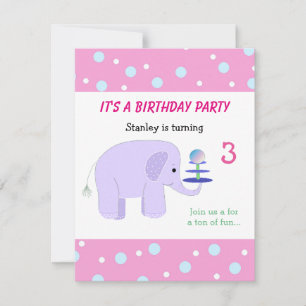 Elephant Balancing Act Birthday Invitation