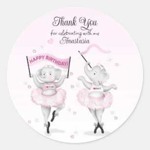 Elephant Ballerina Dance Birthday Classic Round Sticker