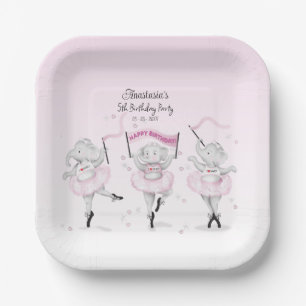Elephant Ballerina Dance Birthday Paper Plate