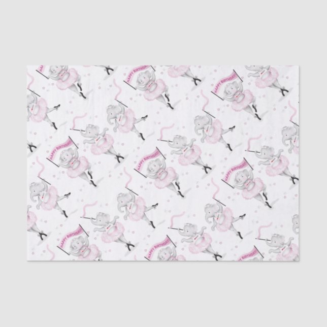 Elephant Ballerina Dance Birthday Tissue Paper (Front)
