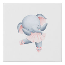 Elephant Ballerina  Faux Canvas Print