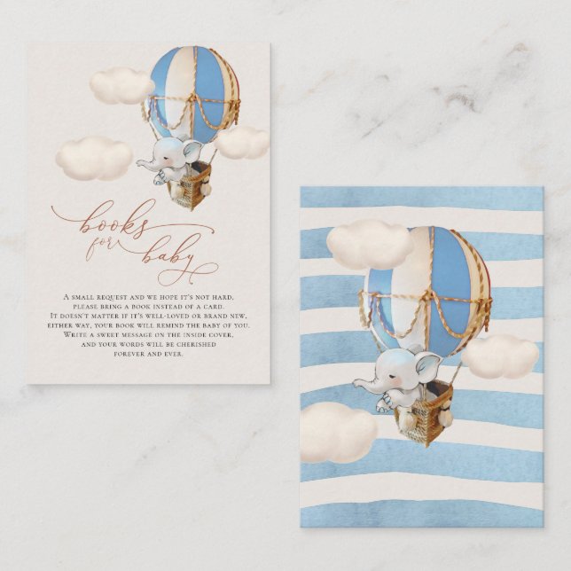 Elephant Balloon Baby Books Enclosure Card (Front/Back)