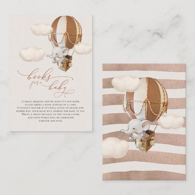 Elephant Balloon Baby Books Enclosure Card (Front/Back)