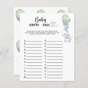 Elephant & Balloon - Baby name race game
