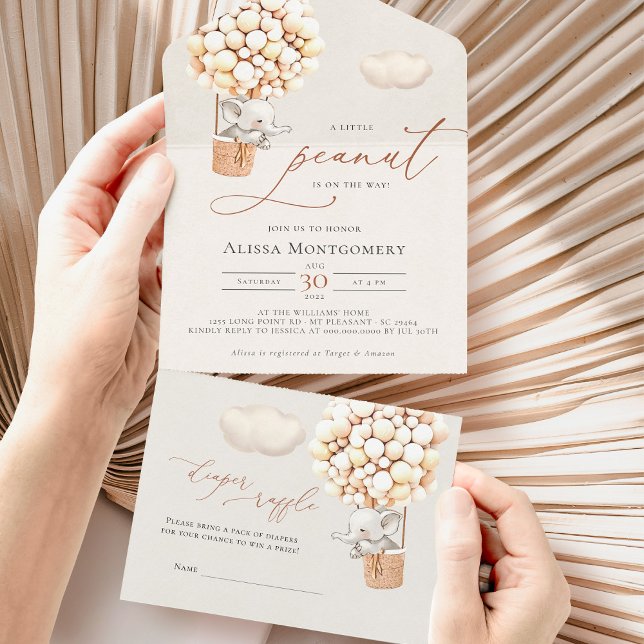 Elephant Balloon Baby Shower All In One Invitation (Creator Uploaded)