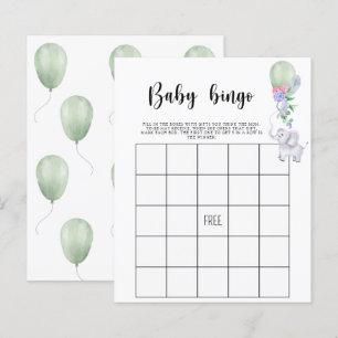Elephant & balloon - Baby shower bingo game
