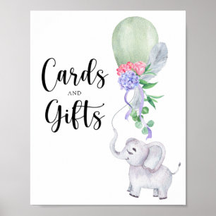 Elephant & Balloon cards and gifts baby shower Poster