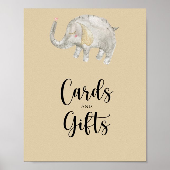 Elephant Balloon cards and gifts baby shower Poster (Front)
