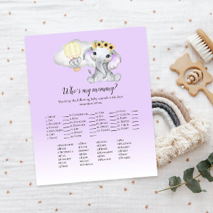 Elephant Balloon Who's My Mummy Purple Baby Game