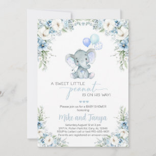 Elephant & balloons baby boy Baby Shower invite. Invitation