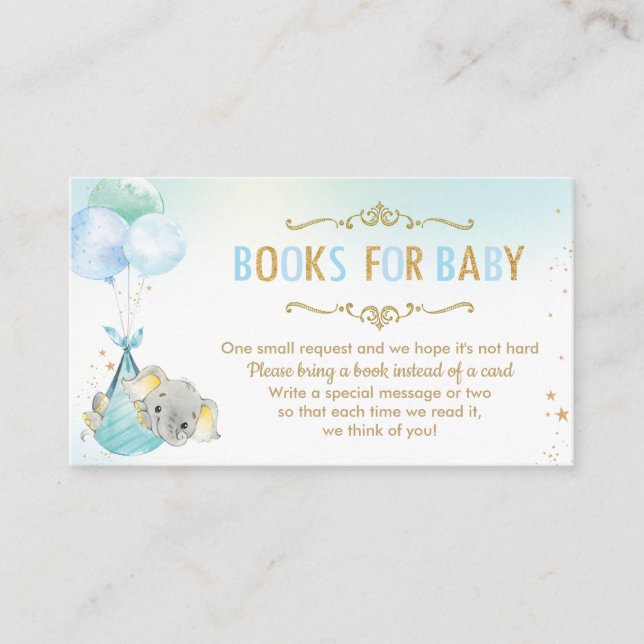 Elephant Balloons Baby Shower Bring a Book Instead Enclosure Card (Front)