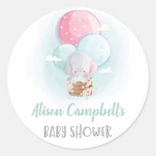 Elephant Balloons Gender Neutral Baby Shower Classic Round Sticker