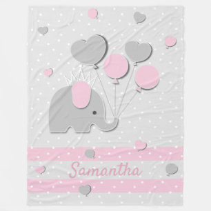 Elephant Balloons love Nursery Gift Fleece Blanket