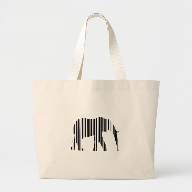 ELEPHANT BARCODE Animal Bar Code Pattern Design Large Tote Bag (Front)