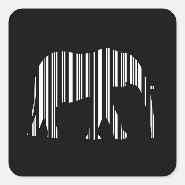 ELEPHANT BARCODE Animal Bar Code Pattern Design Square Sticker (Front)