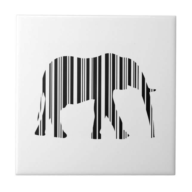 ELEPHANT BARCODE Animal Bar Code Pattern Design Tile (Front)
