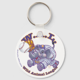 Elephant Baseball Star Key Ring