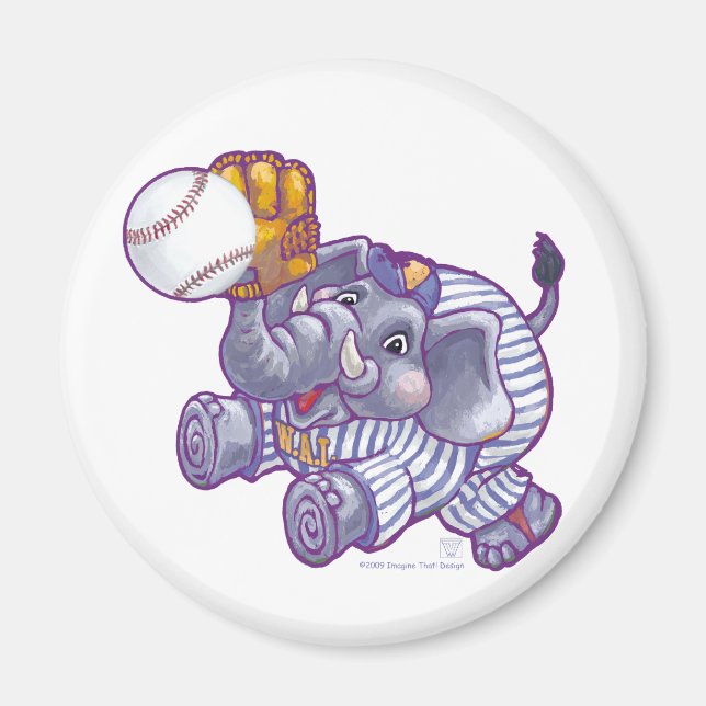 Elephant Baseball Star Magnet (Front)