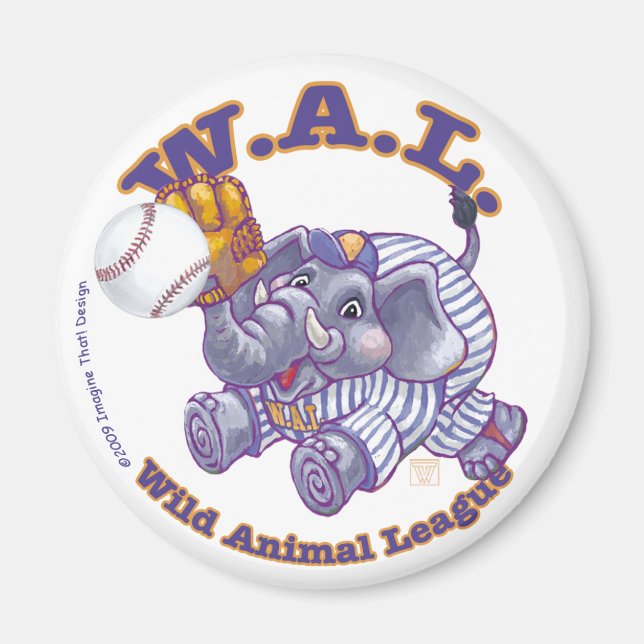 Elephant Baseball Star Magnet (Front)