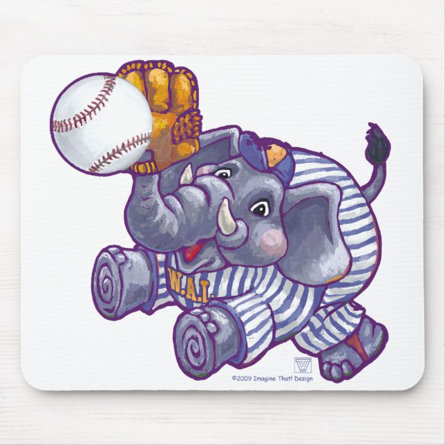 Elephant Baseball Star Mouse Mat (Front)