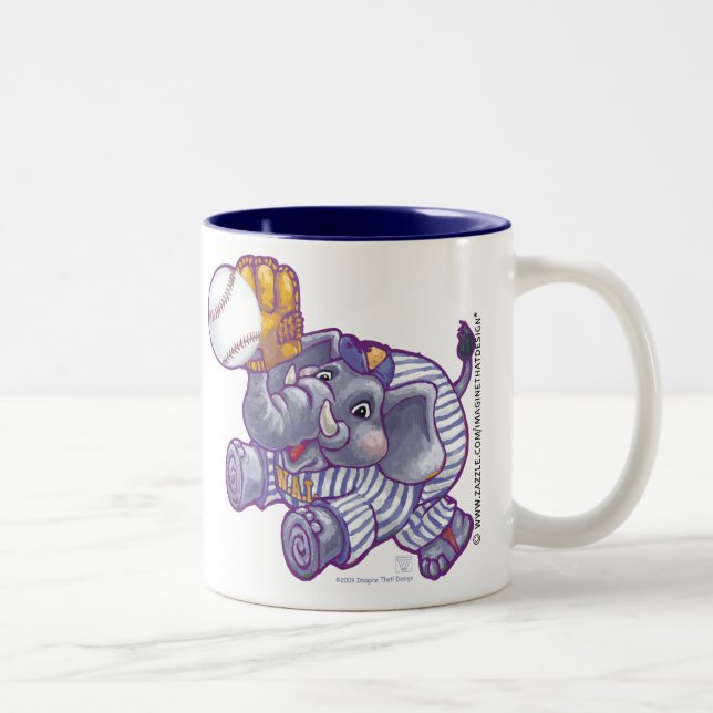 Elephant Baseball Star Two-Tone Coffee Mug (Right)