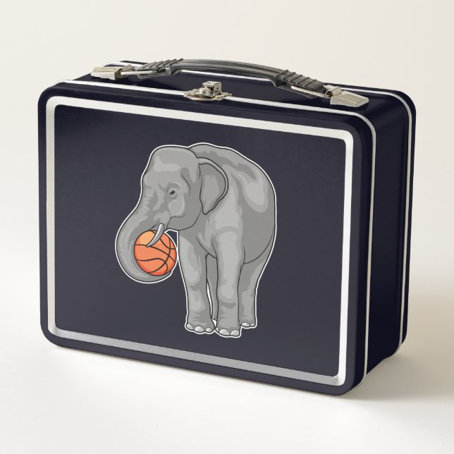 Elephant Basketball player Basketball Metal Lunch Box (Front)