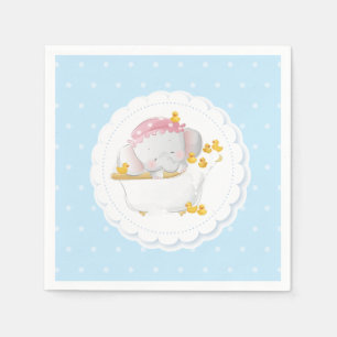 Elephant Bath Blue Polka Dot Napkin