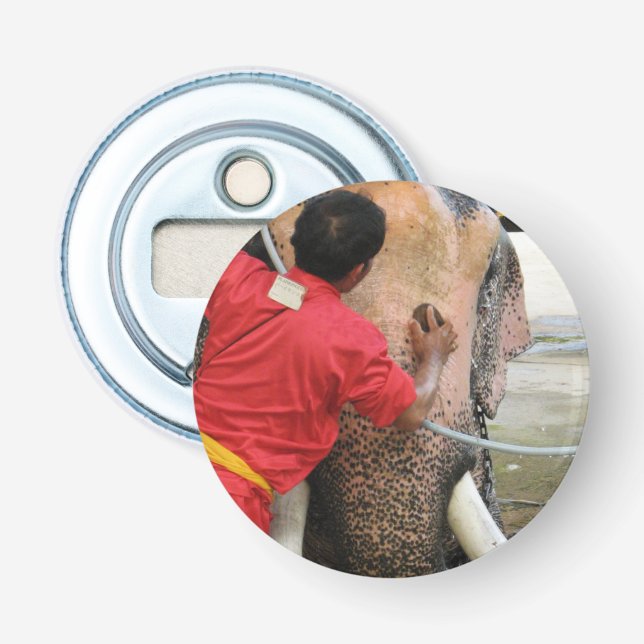 Elephant Bathtime ... Ayutthaya, Thailand Bottle Opener (Front)