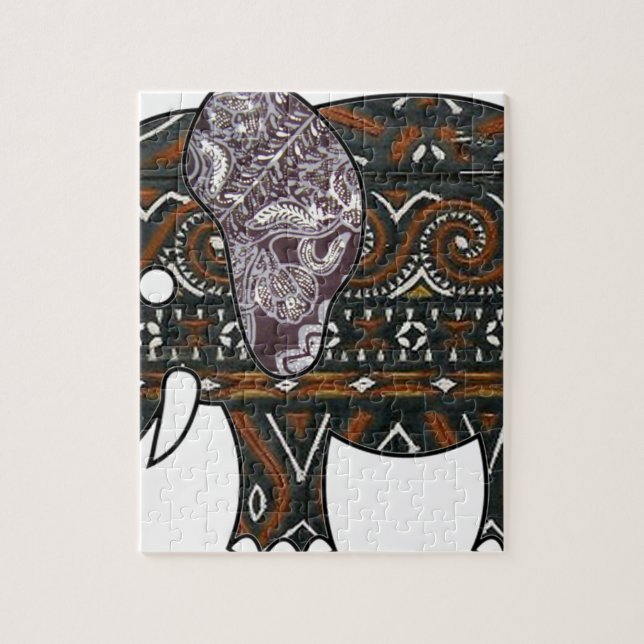 elephant batik graphic art jigsaw puzzle (Vertical)