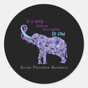 Elephant Be Kind Semicolon Suicide Prevention Awar Classic Round Sticker