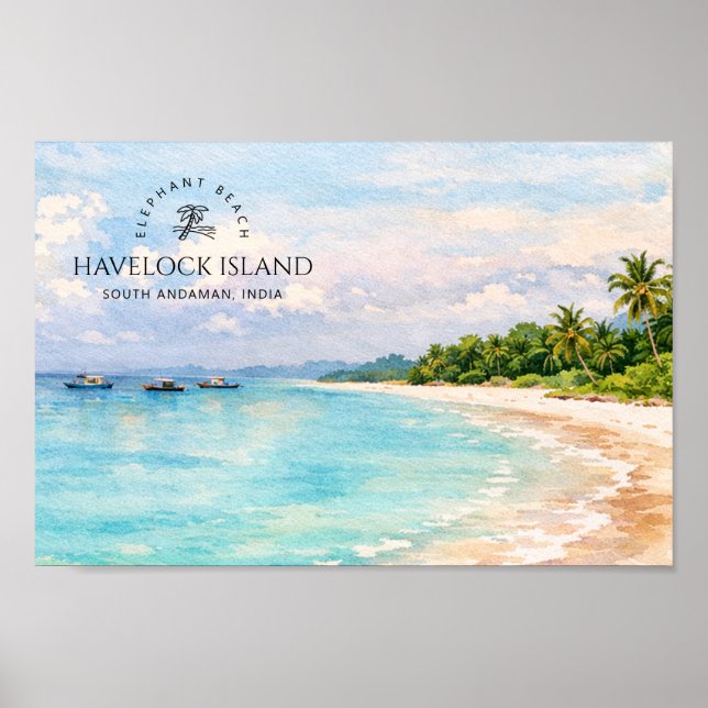 Elephant Beach Watercolor – Andaman Keepsake Gift Poster (Front)