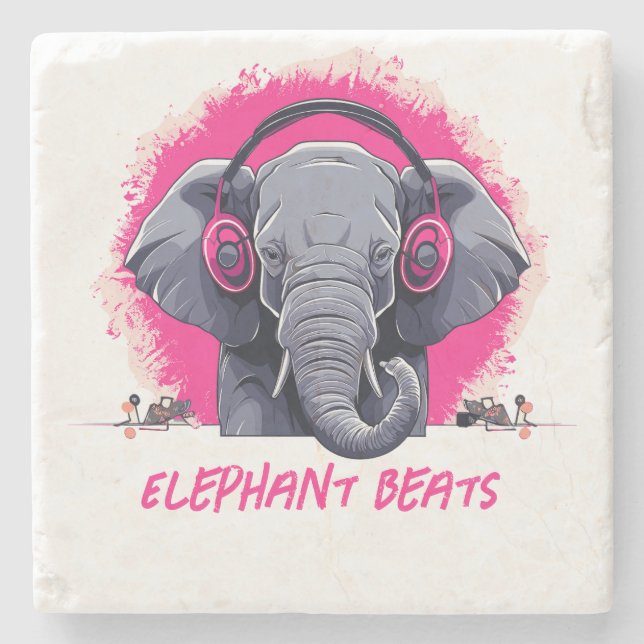Elephant Beats DJ Stone Coaster (Front)