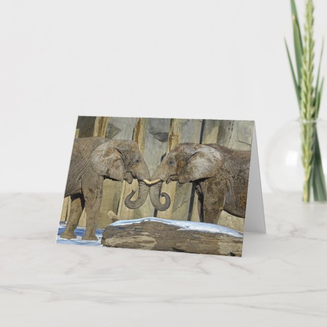 Elephant Best Friends Holiday Card (Front)