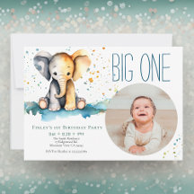 Elephant Big One 1st Birthday Party Kid's Picture