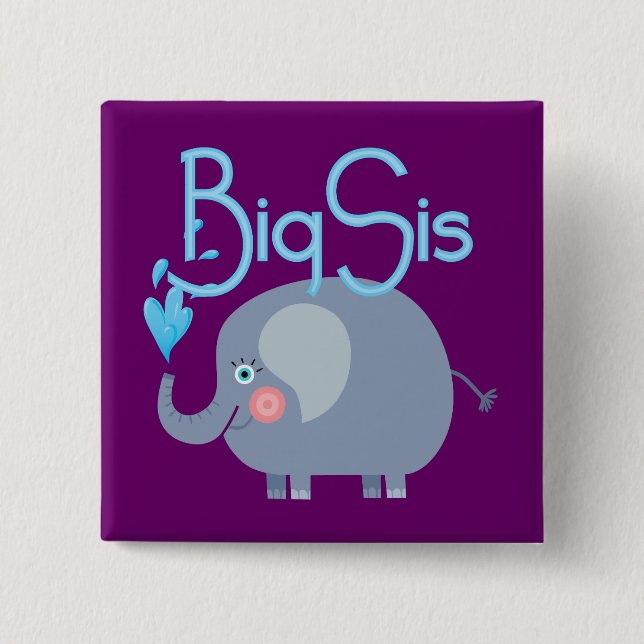 Elephant Big Sis 15 Cm Square Badge (Front)