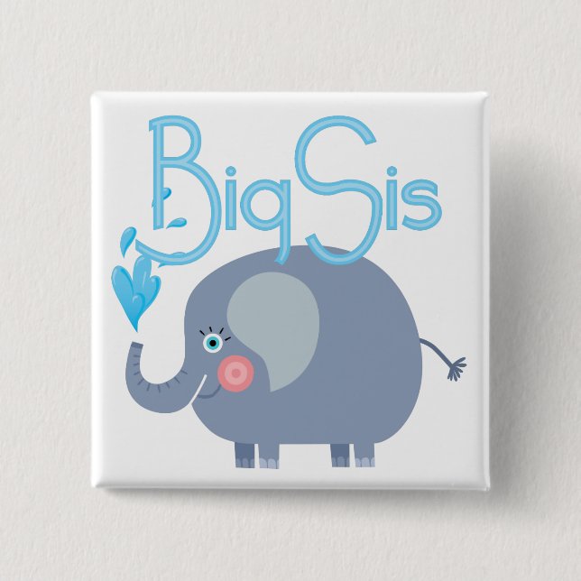 Elephant Big Sis 15 Cm Square Badge (Front)