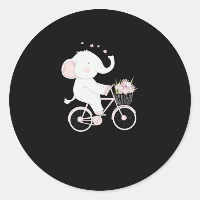 Elephant Biking Bike Cyclist Bicycle Race Gift Classic Round Sticker (Front)
