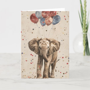 Elephant Birthday Balloon Greeting Card