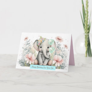 Elephant Birthday Card for One Year Old Child