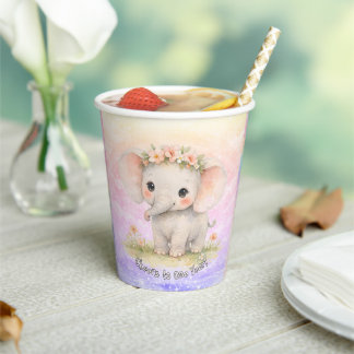 Elephant Birthday Cups Rainbow First Birthday Girl